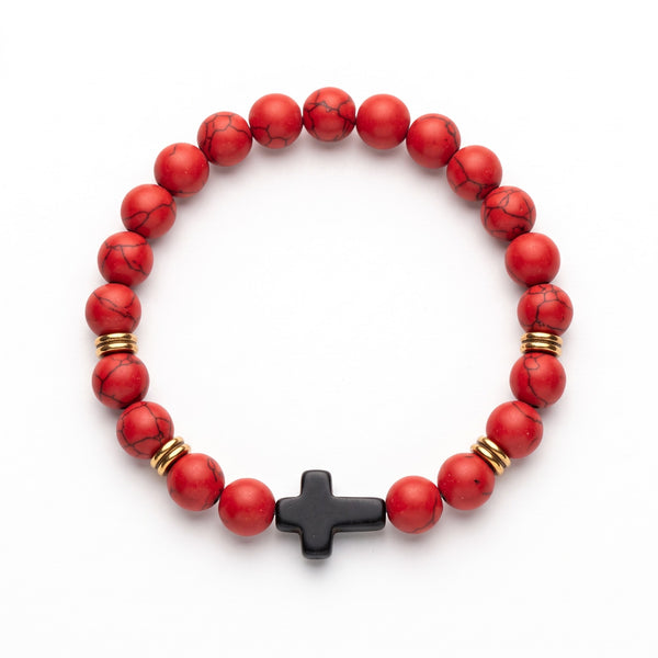 Crimson Faith Cross Bracelet