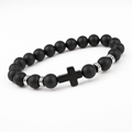 Obsidian Devotion Cross Bracelet