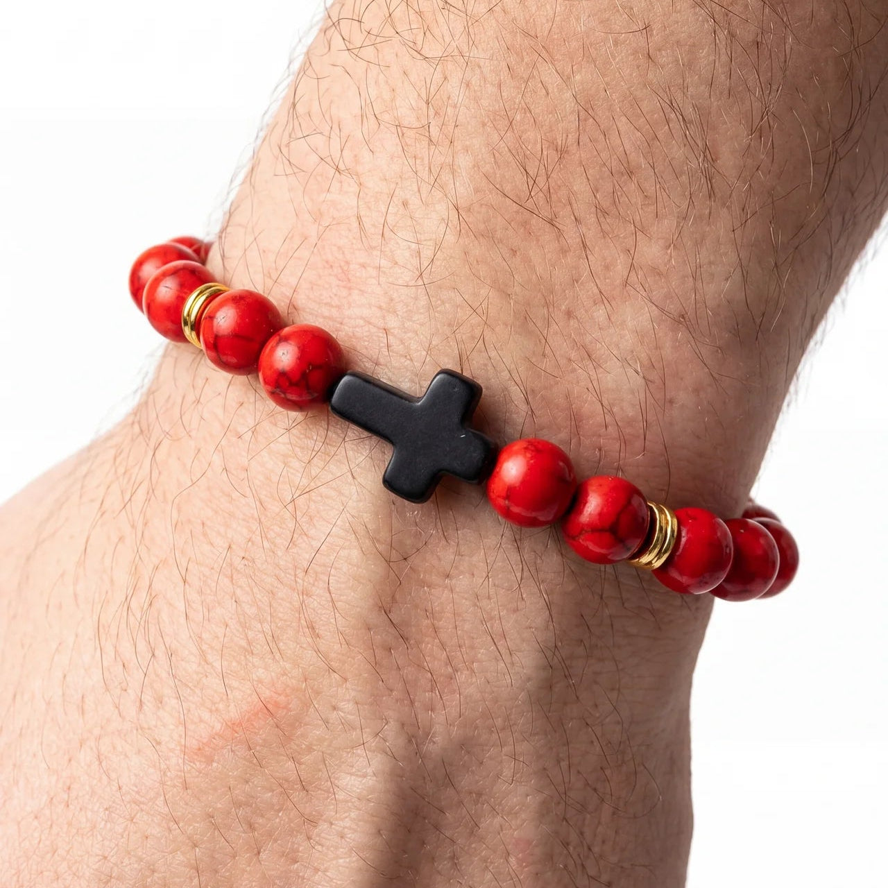Crimson Faith Cross Bracelet