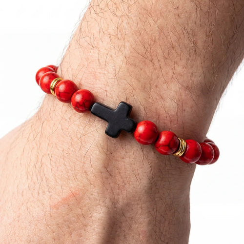 Crimson Faith Cross Bracelet